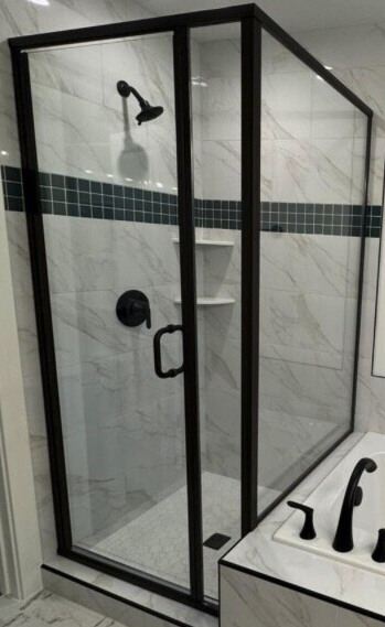 Euro Style Shower Door - Black frame, Clear glass