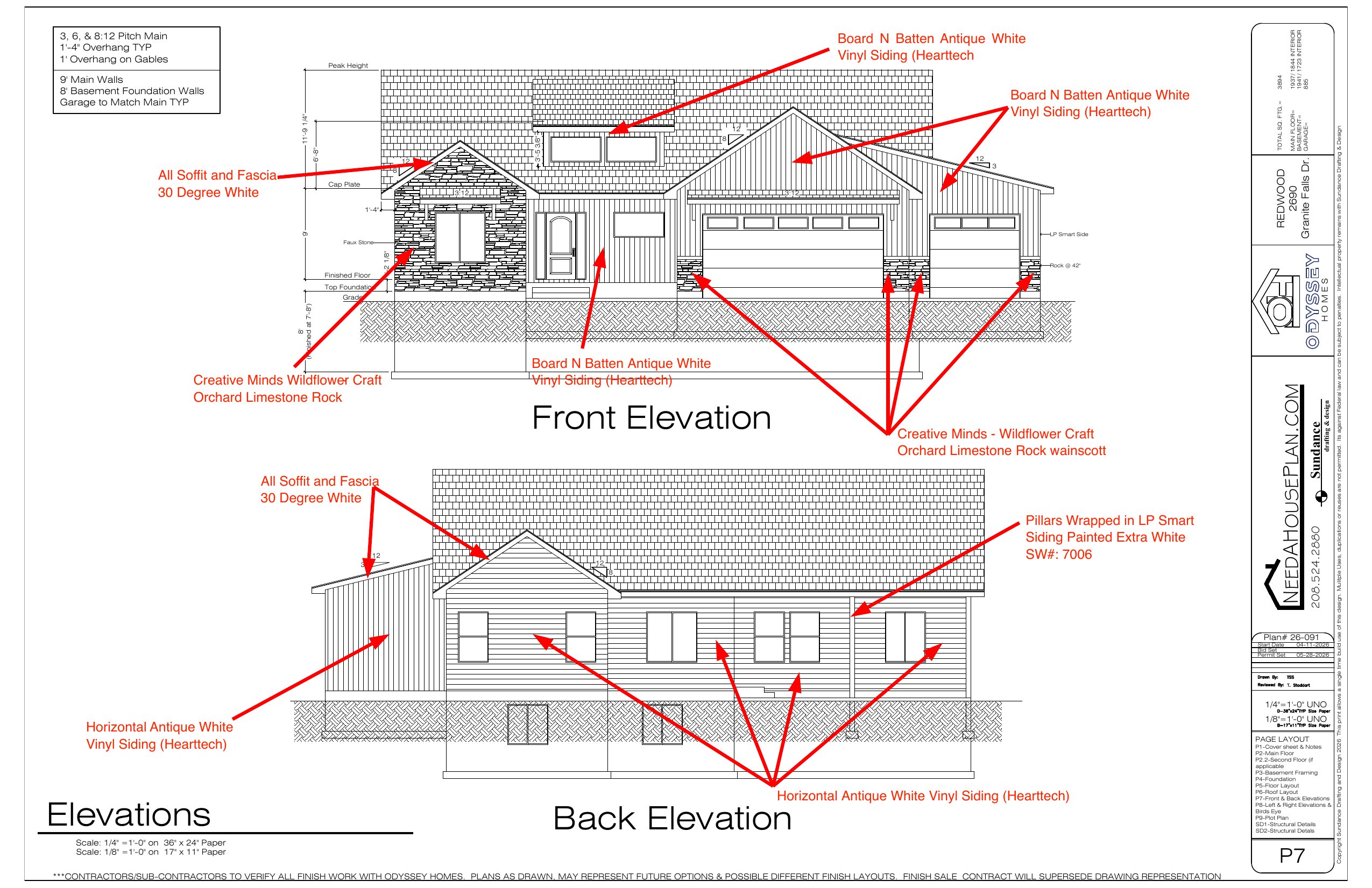 Front and Back Elevations siding map