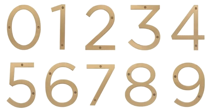6" Stainless Steel House Numbers - Satin Brass