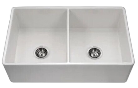 White 50/50 Basin Farmhouse Sink