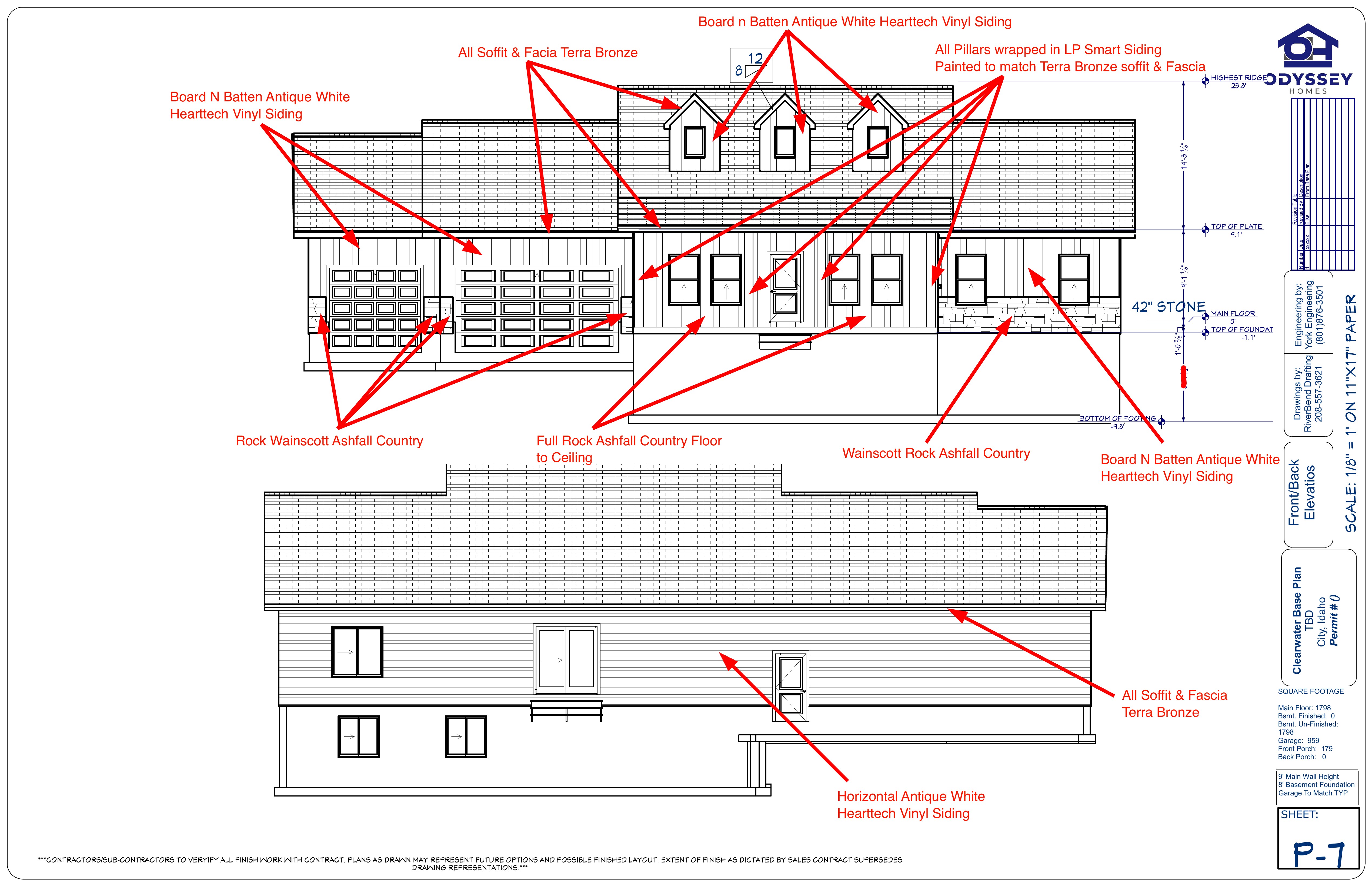Front and back elevations siding map